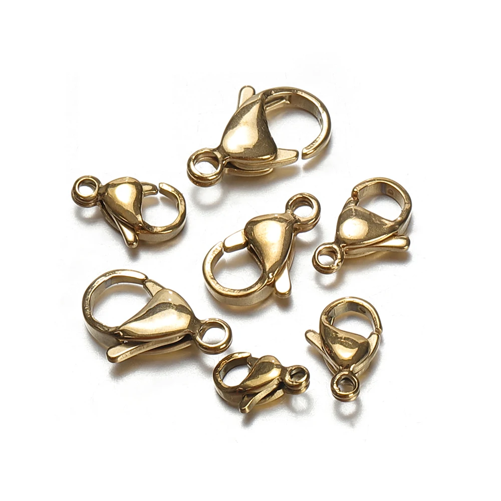 20pcs 9/10/12/15mm Stainless Steel Lobster Clasps Jewelry Finding DIY Clasp Hooks Necklace & Bracelet Chain Jewelry Components
