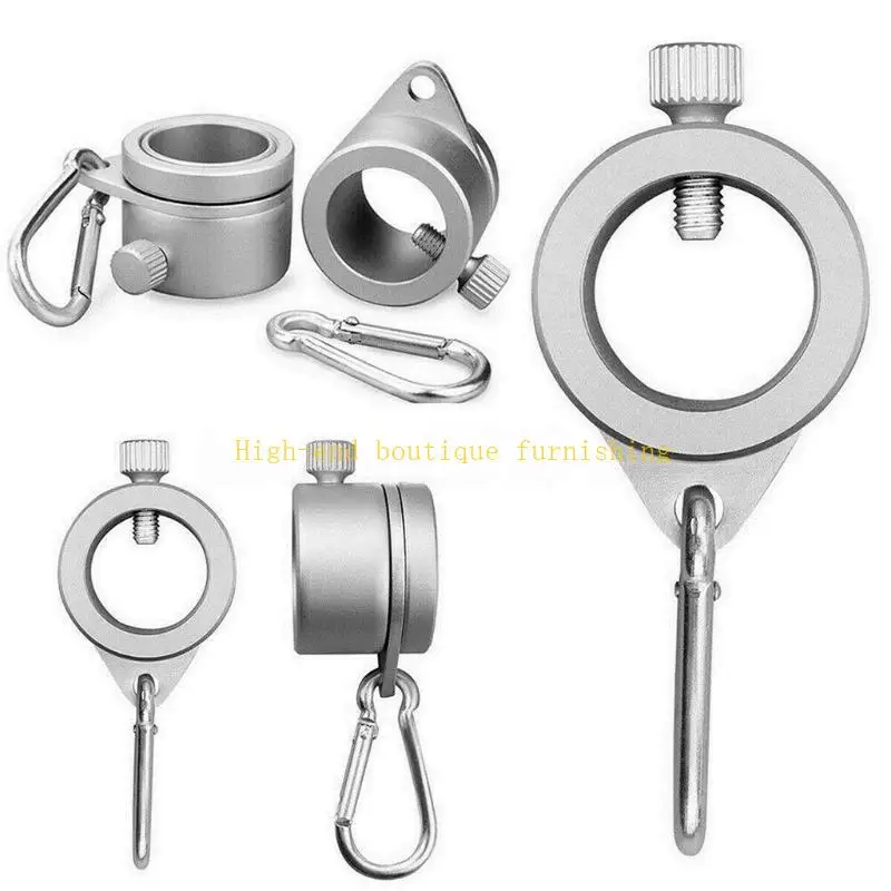 L9NB 2Pcs Aluminum Alloy Flagpole Ring with Carabiner Hook Rotating Flag Mounting