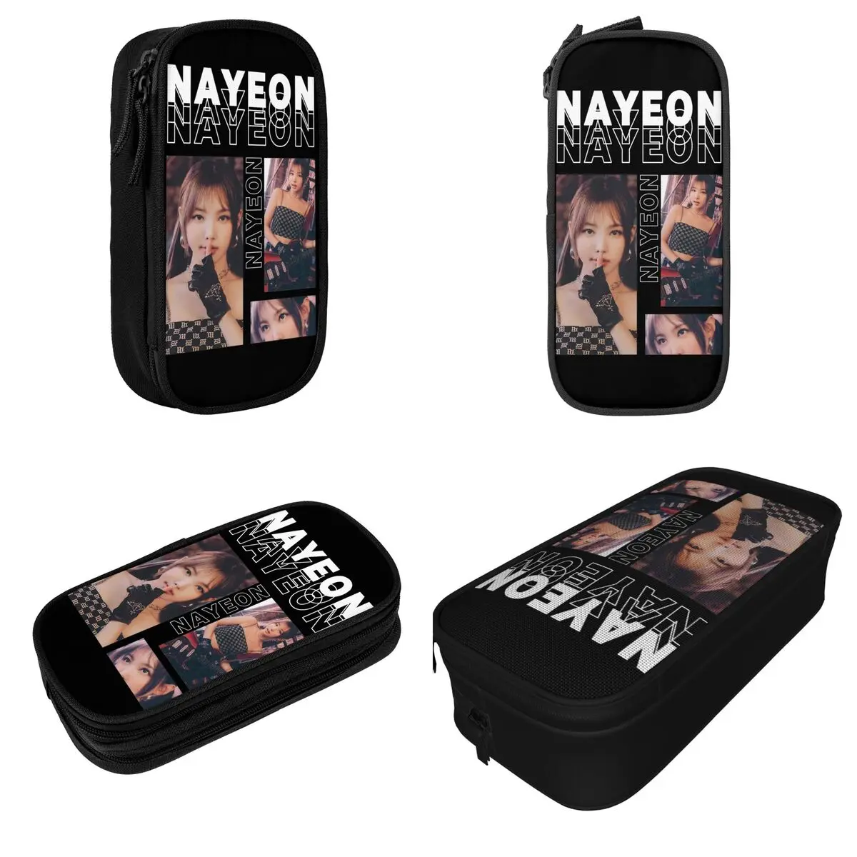 Large-capacity Pencil Case Im Nayeon Kpop Twice Once Merch Double Layer Pencil Case Stationery Girl Make Up Bag Perfect Gifts