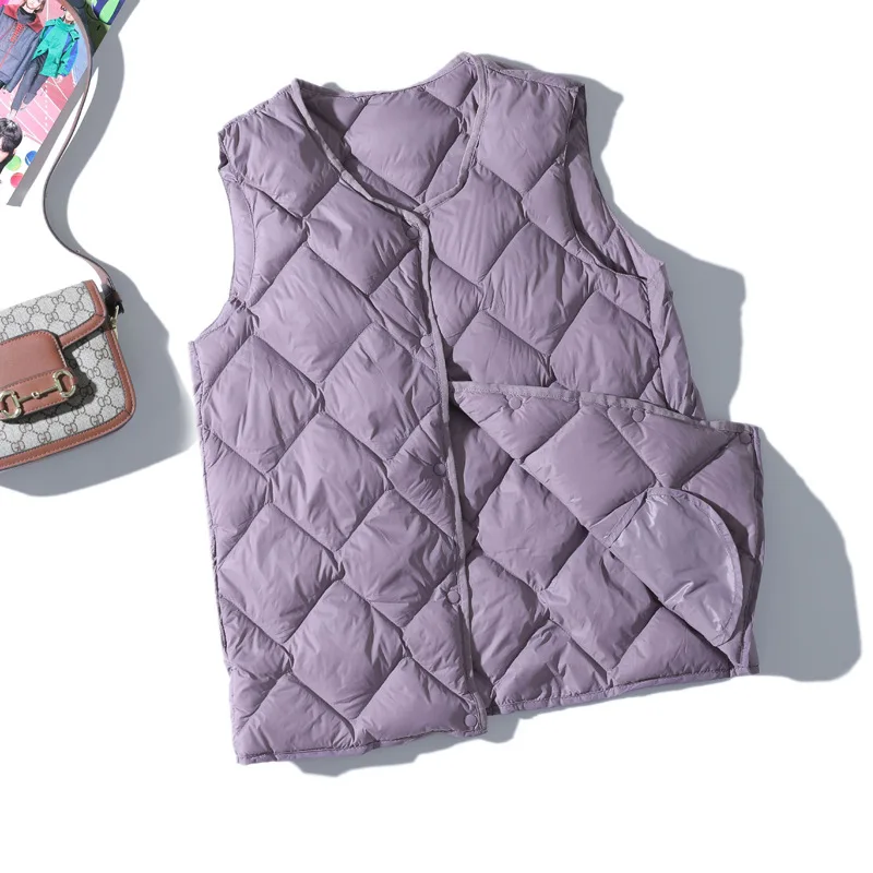 2025 automne hiver sans manches vers le bas gilet manteau femmes chaud Ultra léger blanc canard vers le bas gilet Parkas femme courte débardeur veste