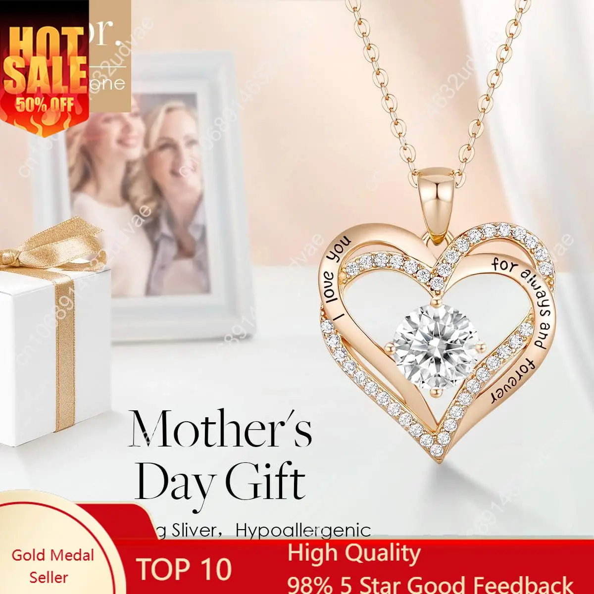 

Ожерелья с сердечками Forever Love для женщин, годовщина свадьбы, подарки на день рождения для мамы, матери, жены, подруги, S