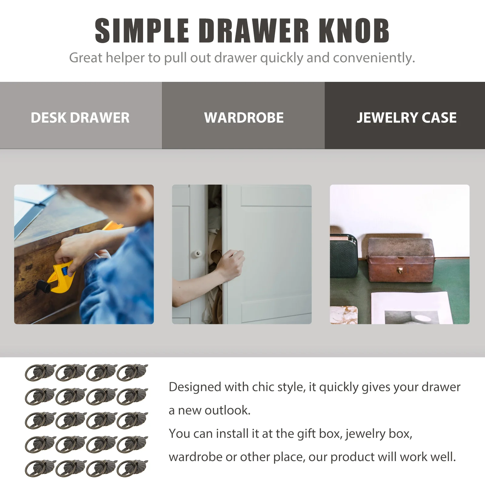 

30Pcs Packaging Box Accessories Pull Handle Small Drawer Handles for Makeup Jewelry Box Cabinet Easy Install Knobs Home