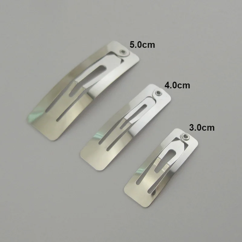 30~100PCS 2cm 3cm 4cm 5cm 6cm 7cm 8cm Silver Rectangle Metal Snap Hair Clips for DIY Kids Hair Accessories Plain Large Hairpin