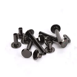 10pcs Gun Black Metal Binding Chicago Screws Studs Rivets Slotted Belt Screw for Photo Album Desk Calendar Menu Wallet Fasteners