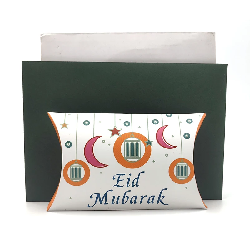 8 pezzi misti Eid Mubarak regalo sacchetto Kraft scatola cuscino caramelle biscotto cioccolato scatola di carta Ramadan Kareem Decor forniture per feste regalo per bambini