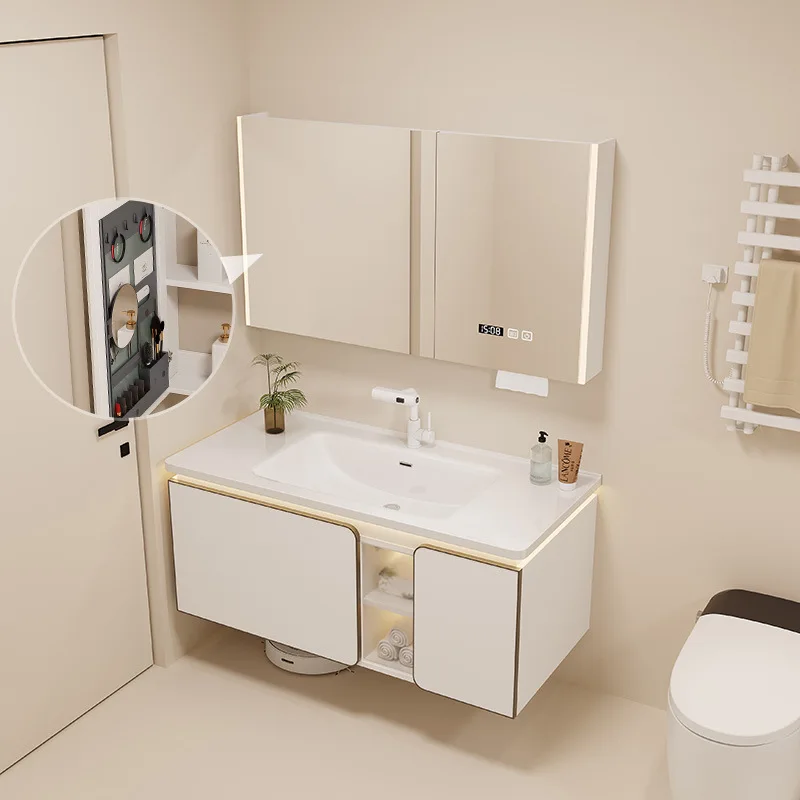

Modern Bathroom Cabinets Ceramic Integrated Washbasin Smart Mirror Cabinet Bathroom Vanity Cabinet with Sink Bathroom Furniture