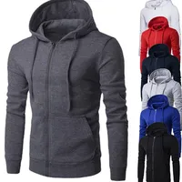 Men's Fashion Fleece Zipper Sweatshirt Loose Casual Hoodie for Spring Autumn