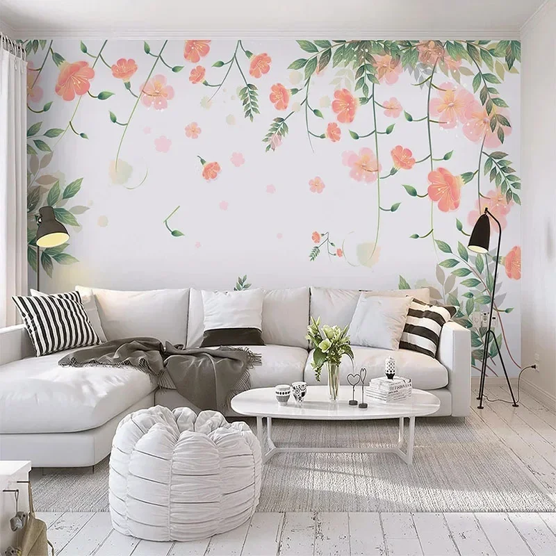 Custom 3D Modern Mural Wallpaper Green Leaves Watercolor Style Scandinavian Minimalist TV Backdrop Wallpaper For Bedroom Walls