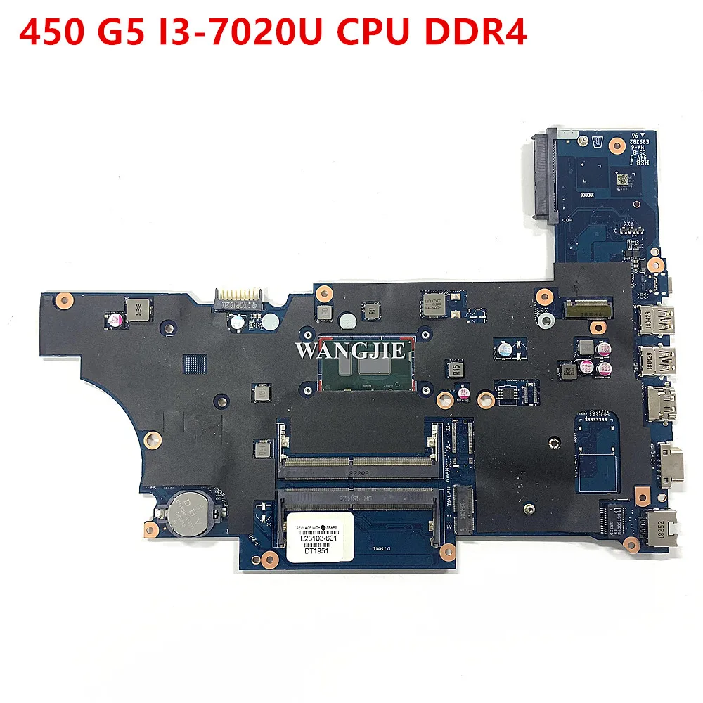 Placa-mãe portátil para HP Probook, DA0X8CMB6E0, DA0X8CMB6E0, 450 G5, L23103-001, L23103-601, I3-7020U, CPU, DDR4, 100% de trabalho