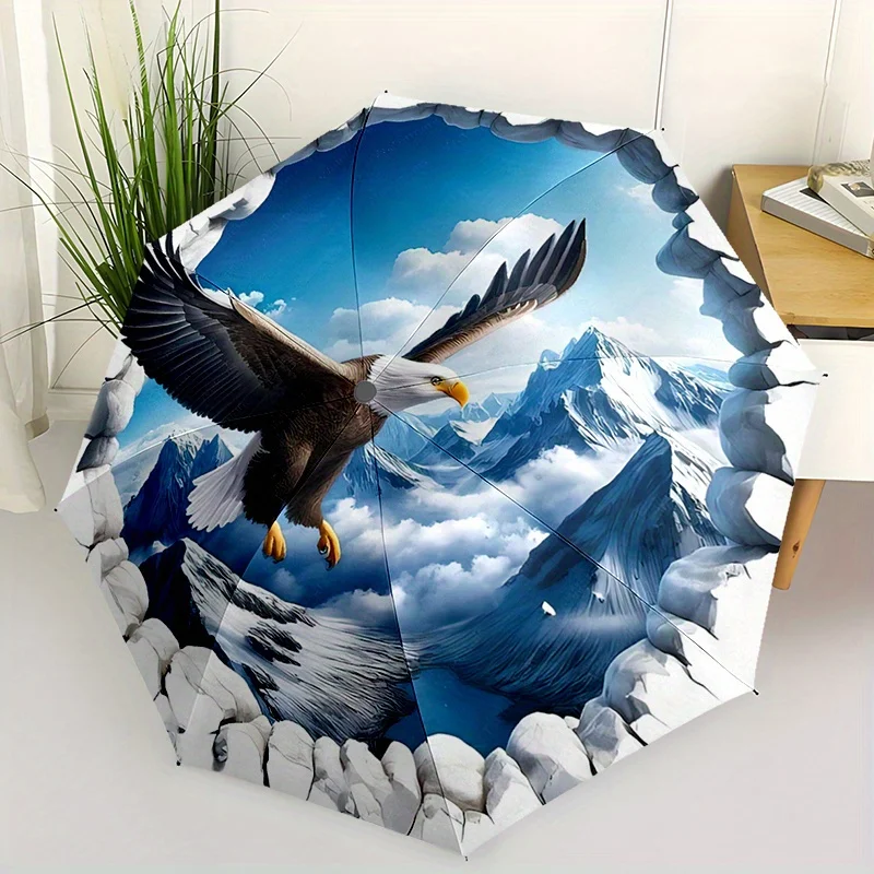 

Автоматический складной зонт «Орёл, парящий в небе» - компактный, легкий, с 8-спицевой конструкцией, прочный, для путешествий на открытом воздухе