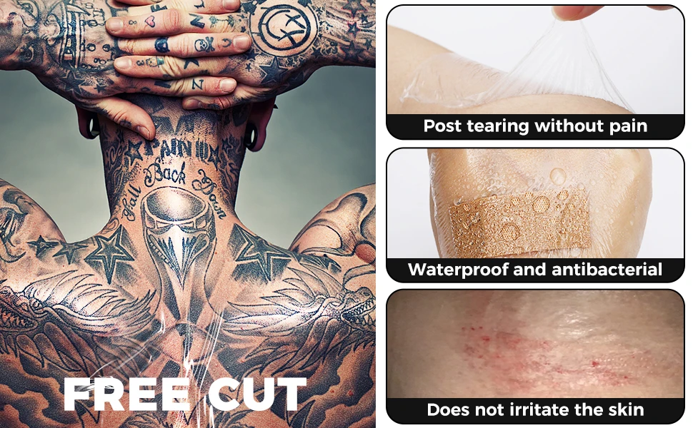 5 m wasserdichter schützender Tattoo-Heilfilm für Nachsorgebandage, transparente Hautreparatur-Wickelrolle – Detail 3