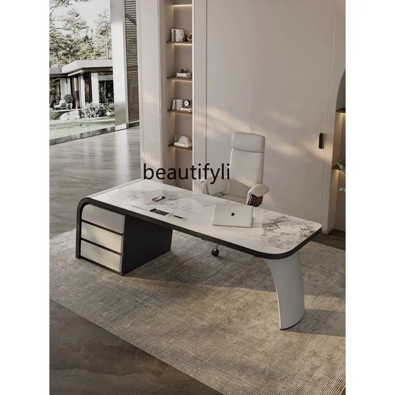 Modern Stone Plate Desk Simple and Light Luxury Boss Desk Desk Home Designer High Sense Study Computer Desk