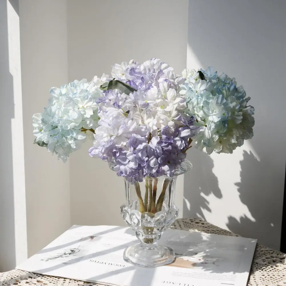 Hortensia artificielle, 1 branche, facile d'entretien, sans arrosage, tissu en fausse soie, Simulation de fleur, Bouquet à main de mariée, décoration de maison, DIY