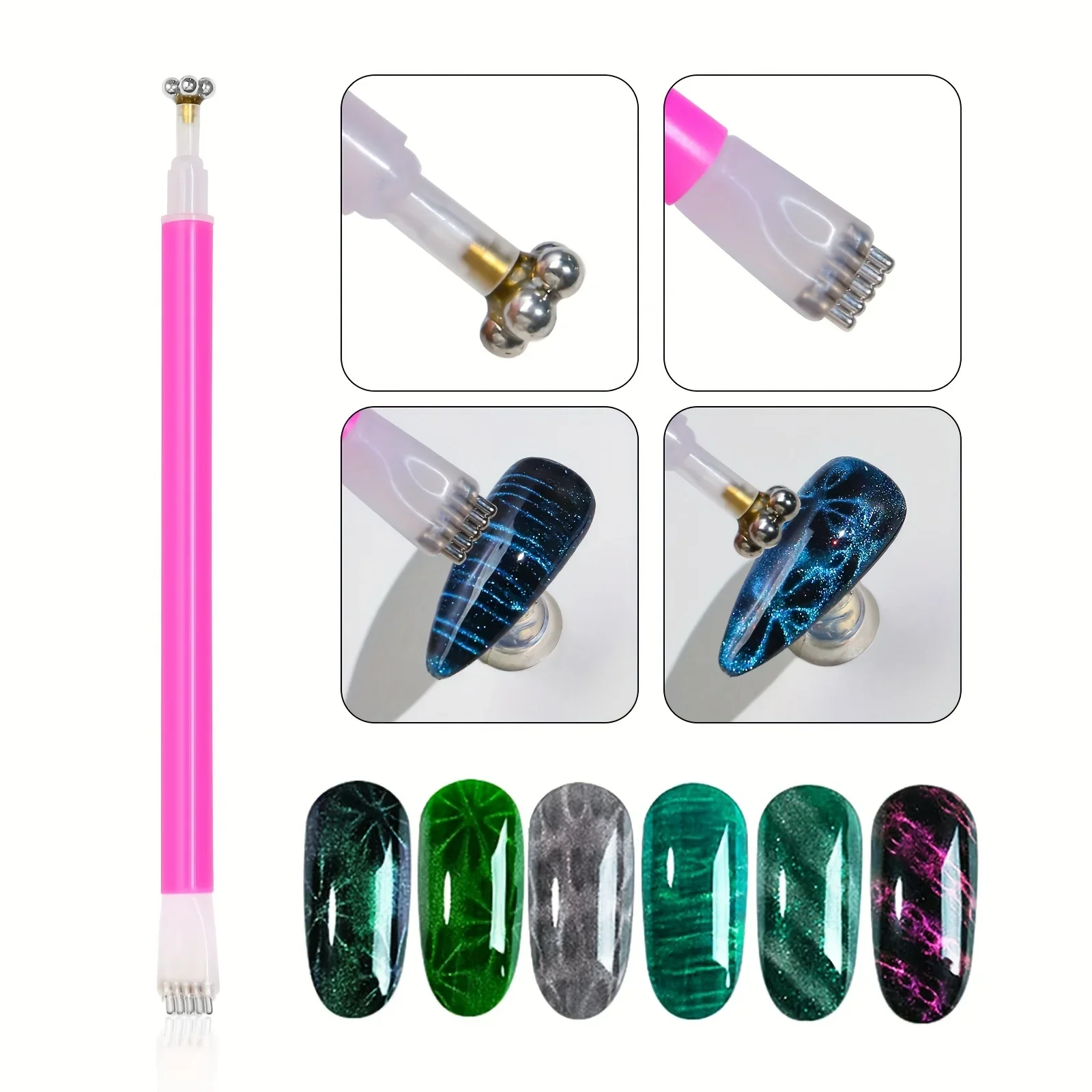12 stks Magneet Stok Wand Set Voor 3D Magnetische Cat Eye Gel Bliksem & Pruimenbloesem Ontwerpen UV Gel Magneet stok Nail Art Gereedschap