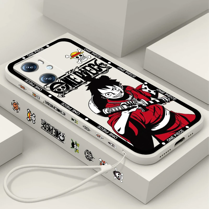 One Piece Monkey D. Luffy Liquid Left Rope For OPPO Find X6 X5 X3 A98 A96 A94 A93 A77 A76 A74 A72 A57 A53 A16 5G Phone Case