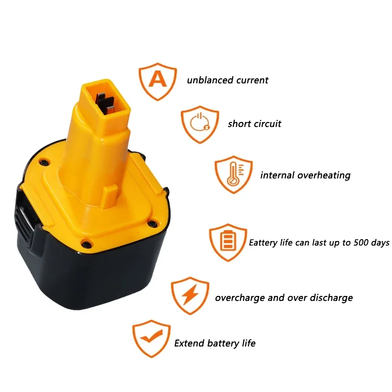 NEW 9.6V 4800mAh Ni-MH Replacement Battery Compatible for Dewalt with DE9062 DW9061 DW9062 DE9036 DW911 DW921 DW9614 DW050