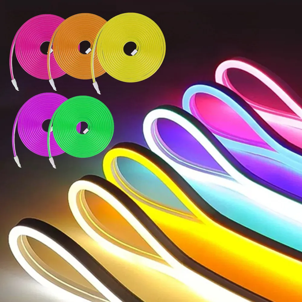 0.5-5m/rolls Narrow Neon Light Strip 6mm DIY LED SMD 2835 120LEDs IP65 Waterproof Soft Light Bar Christmas Shape Decoration