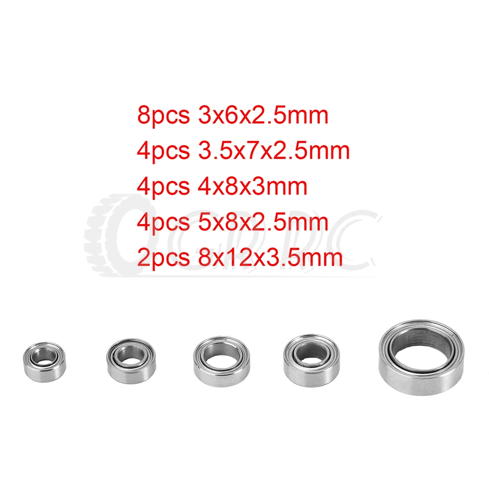 22PCS Steel Bearing Kit for 1/18 RC Crawler TRX4M TRX4-m Car Upgrade Parts