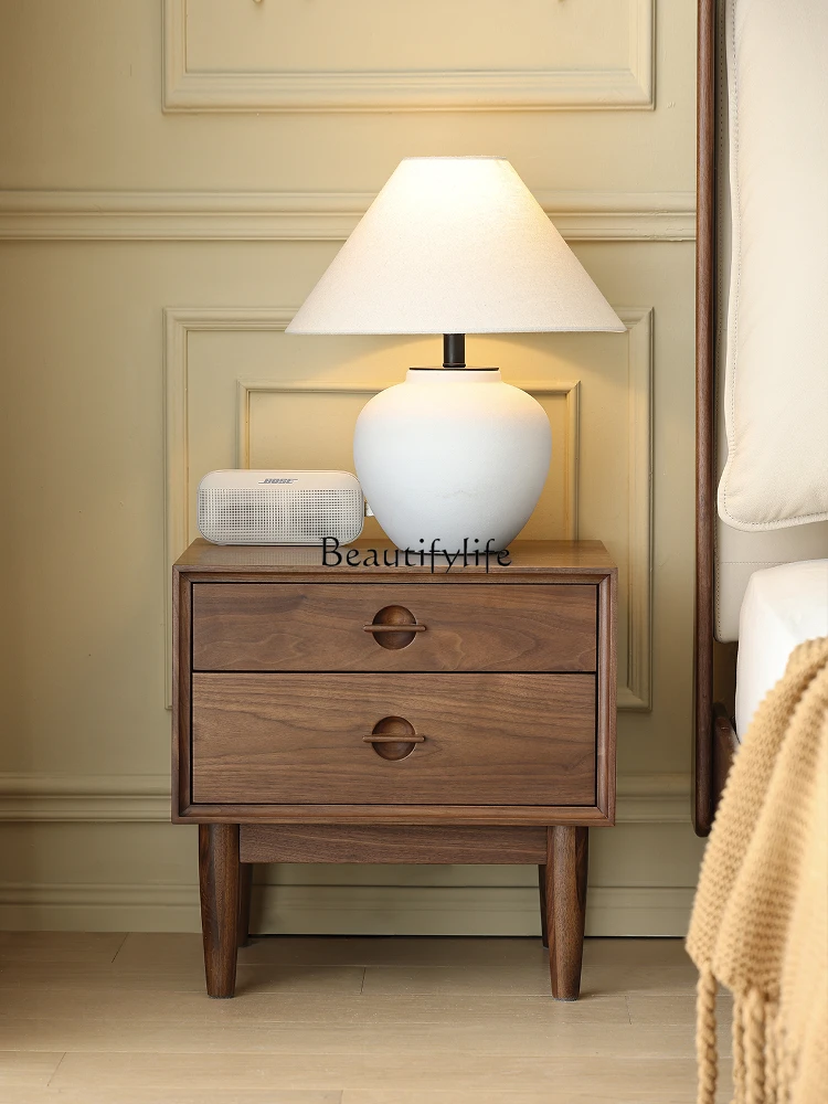 

*North American black walnut solid wood bedside table storage medieval small side cabinet