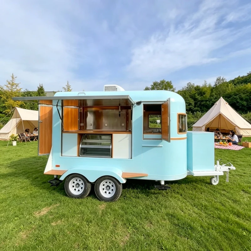 Premium Mobile Food Trailer with Toilet Luxury Food Truck for Street Food & Ice Cream Business