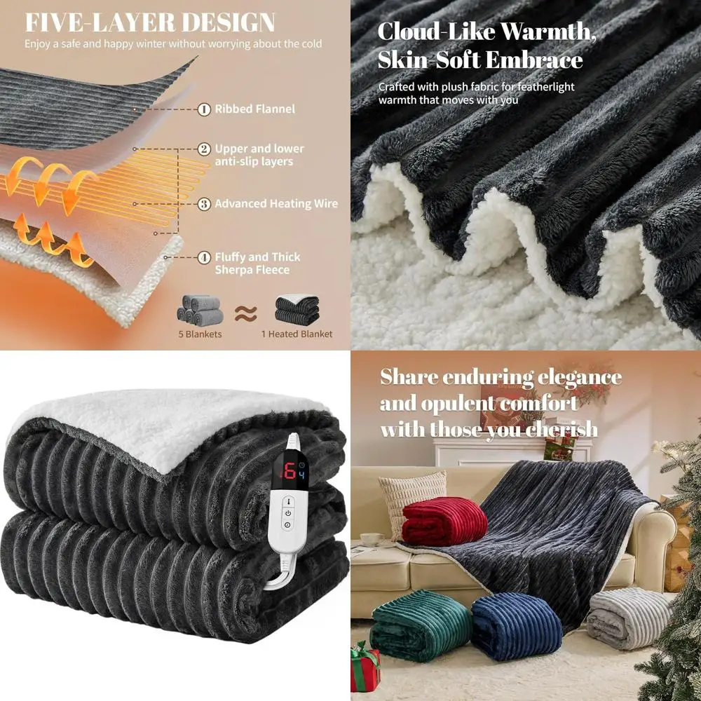 

Queen Size Electric Heated Blanket - 84x90, 6 Heat Levels, 10-Hour Auto-Off, Soft Flannel, Overheat Protection, ETL Certified, D