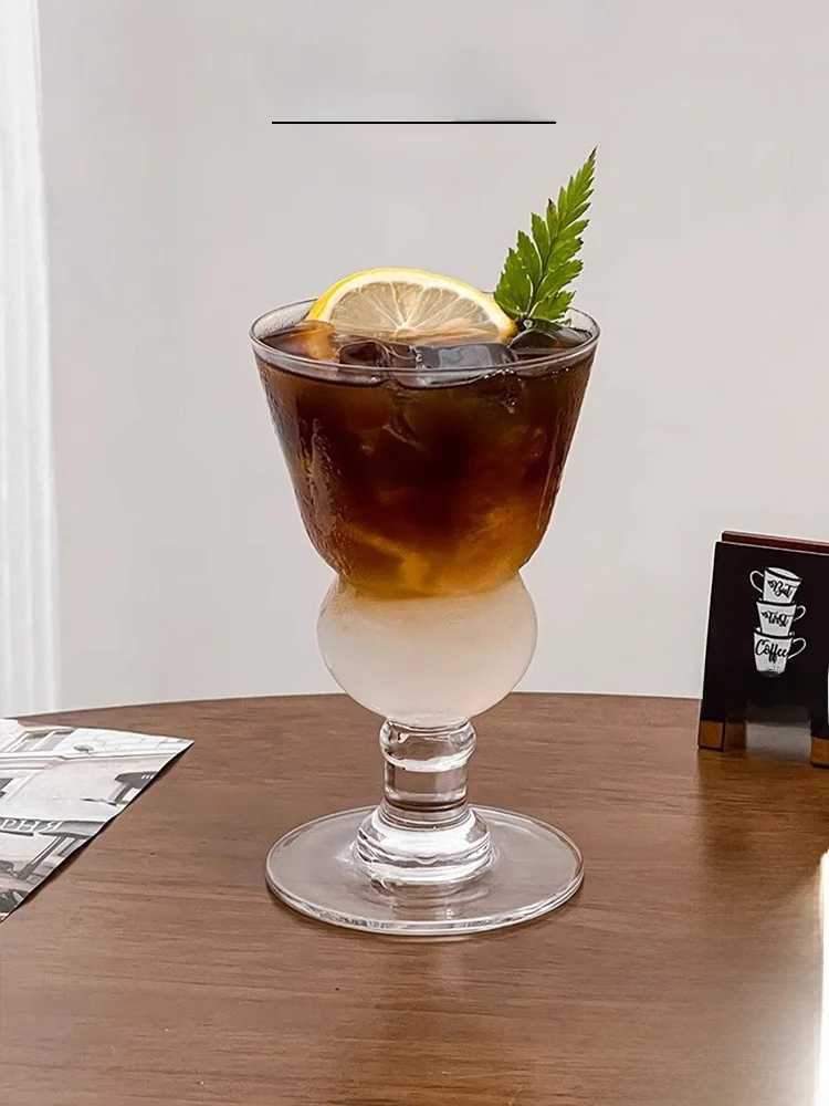 Japanese Style Short Foot Red Wine Glass Bubble Restaurant Glass Cup Crystal Glass Cocktail Cup  Brand New Diningware