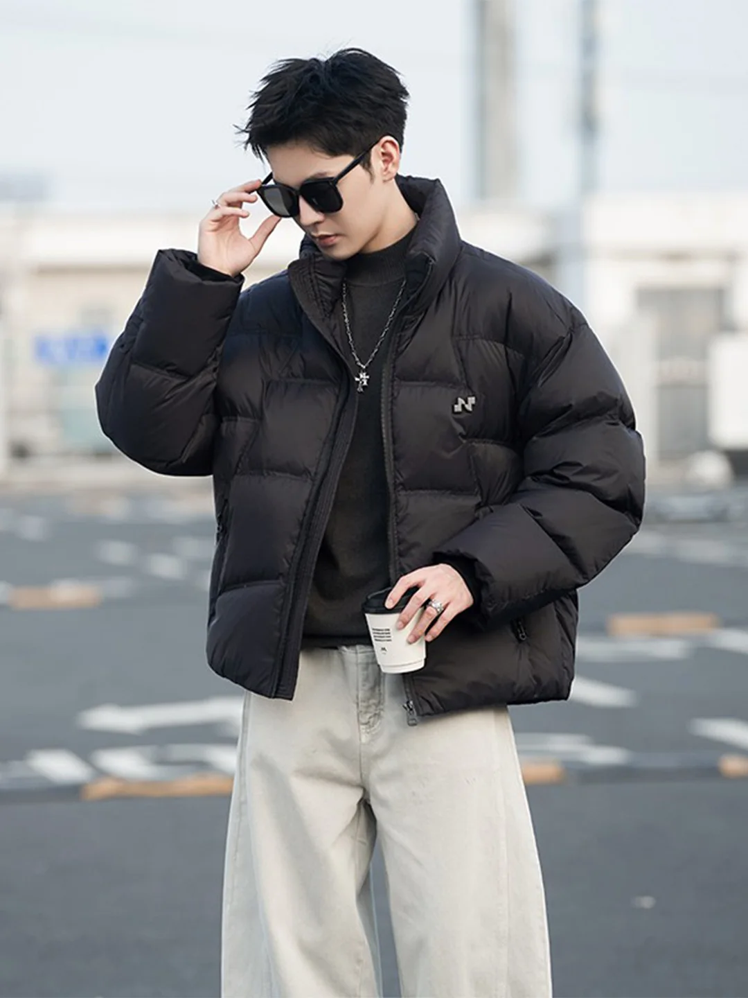 

Мужская модная зимняя куртка American Style из утолщенного белого пуха с воротником-стойкой, теплая, из полиэфирного волокна