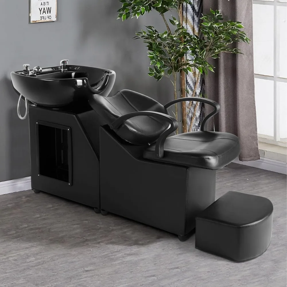 

Shampoo Bowls for Salons, Shampoo Barber Backwash Chair Shampoo Bowl Sink Chair, with Foot Pedal for Spa Beauty Salon Equipment