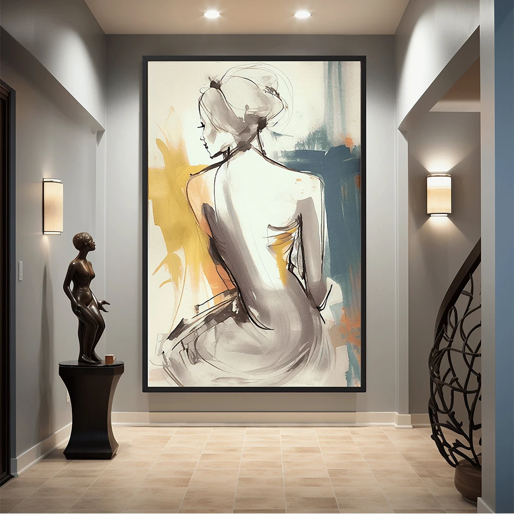 

Woman Line Art Print Poster Canvas Painting Line Drawing Line Art Woman Wall Art Female Body Abstract for Living Room Home Decor