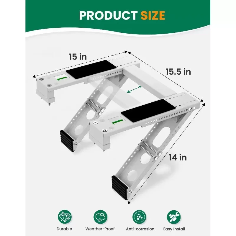 Heavy Duty Foldable AC Bracket - Universal Wall Mount for Window Air Conditioner, Max Load 200kg