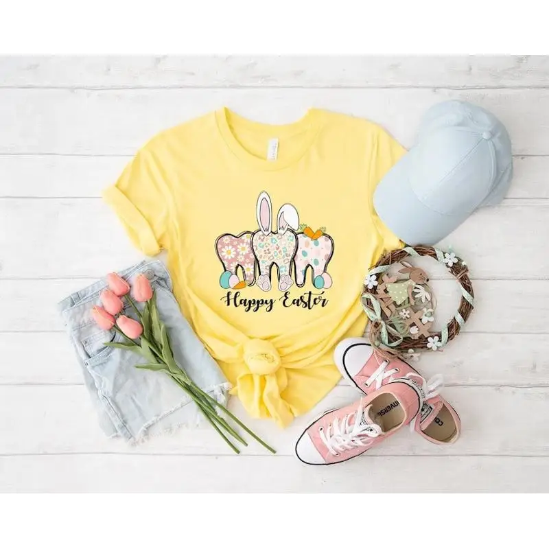 

Happy Easter T Shirtth Shirt Leopard Tooth DentisT D