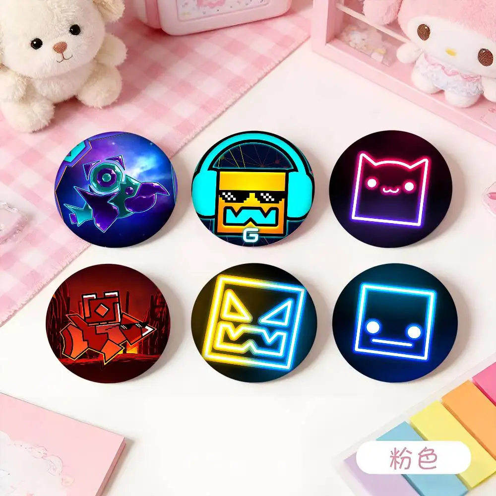 1pc Game Geometry Dash Lite Cartoon Style Badge Brooches On Backpack Decoration Round Enamel Pins For Accessorys