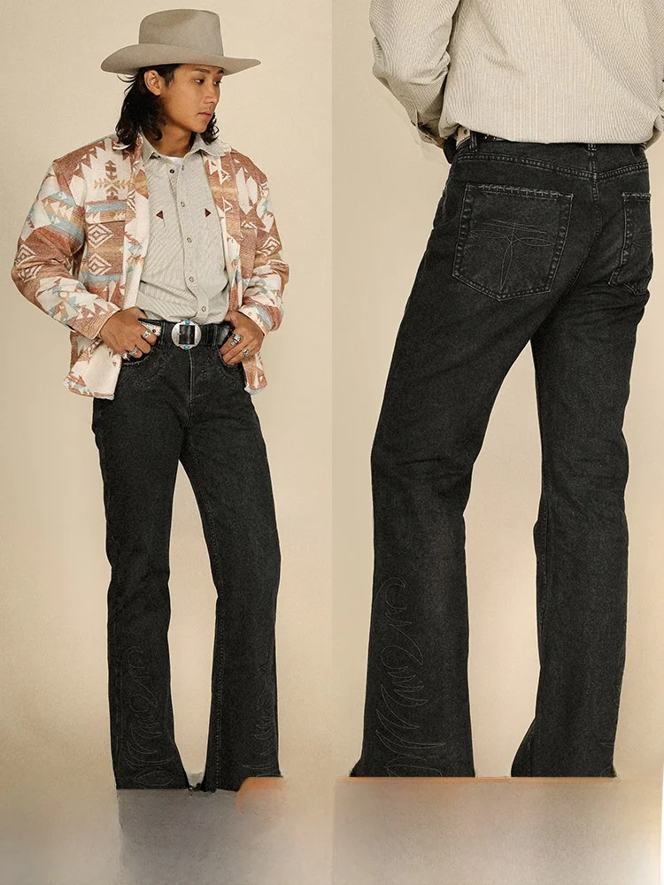 

Брюки Western Series 36OZ Canvas Pearl Dot Dyeing Waed 707 Micro Flared, молодежные повседневные хлопковые брюки прямого кроя