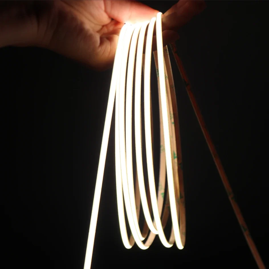 

4mm Super Thin COB LED Strip Lights for Home Decor 480LEDs/m High Density Flexible Tape Light 12V 24V Warm White 4000K Dimmable