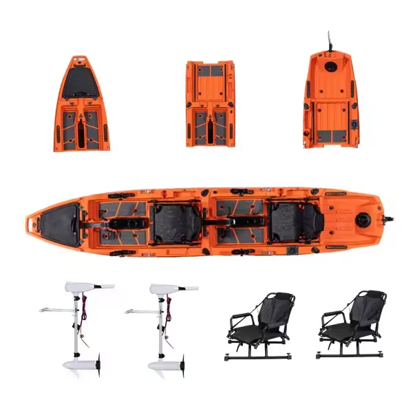 

Two Person Double Plastic Modular Pedal Kayak Fishing Kayak Boat New 3 Piece Section Modular With Motor Accessories