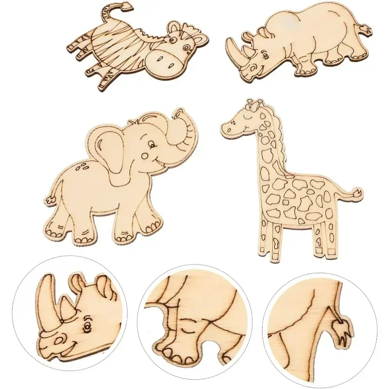 

10pcs Wooden Unfinished Embellishment Decoration Home Decor Wood Hanging Animal Shaped Confetti Slice Cutouts