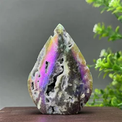 Natural Mineral Color Electroplated Titanium Cluster Sphalerite Free Shape Torch Reiki Healing Witchcraft Meditation Home Decor
