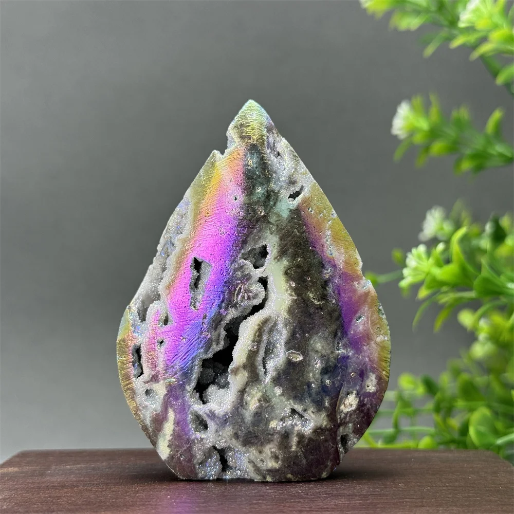Natural Mineral Color Electroplated Titanium Cluster Sphalerite Free Shape Torch Reiki Healing Witchcraft Meditation Home Decor