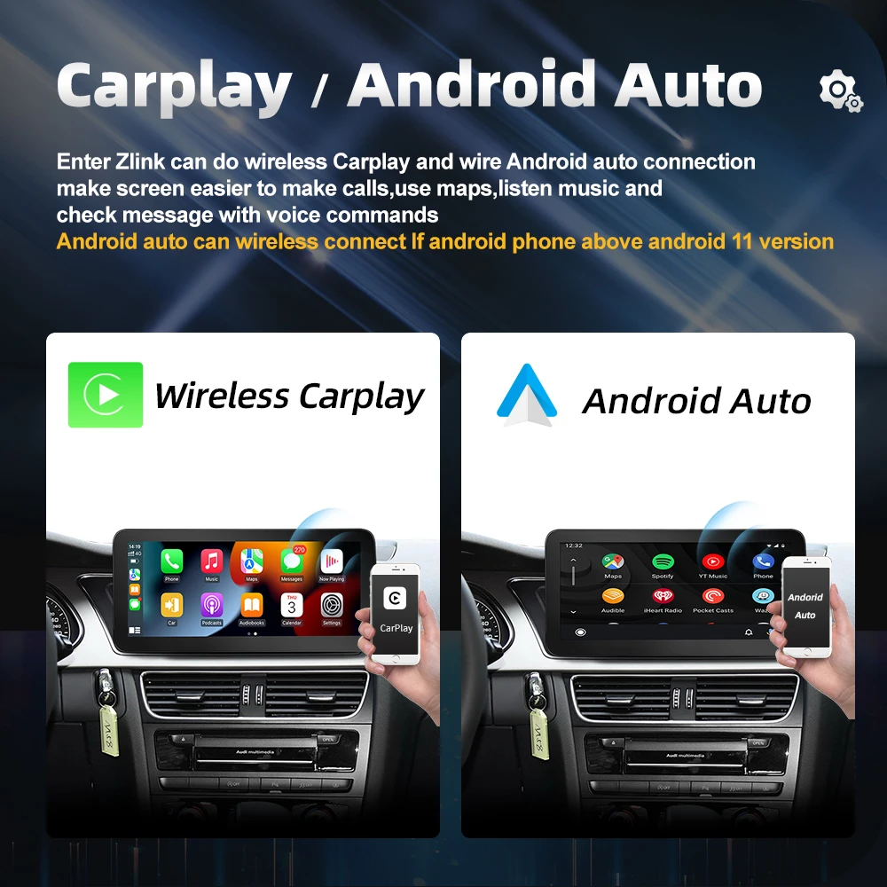 COIKA 10.25 Android Car Carplay Stereo For Audi A4 S4 A5 S5 2009-2016 WIFI 4G SIM BT GPS Navigation Auto Multimedia Player