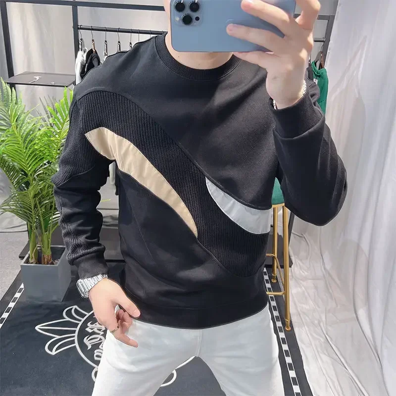 

100 ℅ Хлопковые однотонные мужские пуловеры, корейская осенняя футболка для мужчин, футболка Y2k, одежда, эмо, повседневные толстовки социального размера S