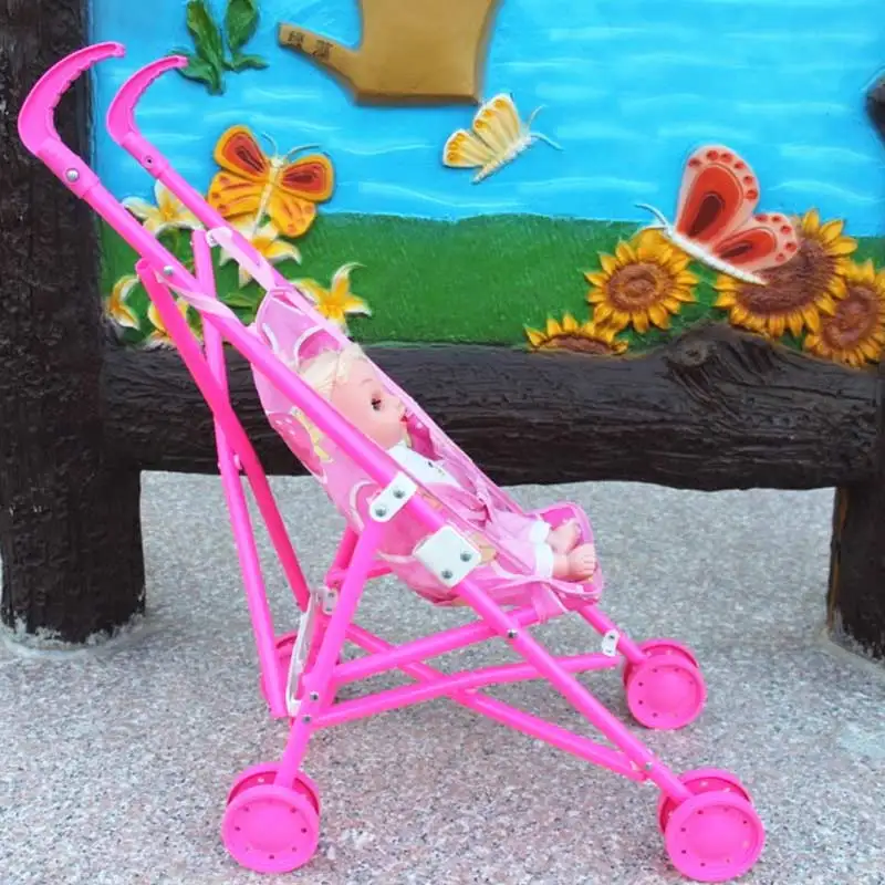 

Stroller Plastic Children Pram Pushchair Toy Play Set for Garden Outdoors Supermart Safe Baby Dolls Carriages