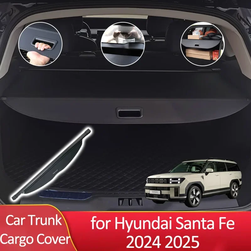 

Car Trunk Cargo Cover for Hyundai Santa Fe 2024 2025 MX5 Auto Parts Trunk Supplies Luggage Rear Curtain Tray Privacy Arrangement