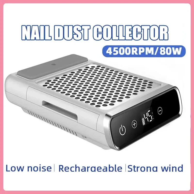 

Professional Nail Dust Vacuum Collector with Reusable Filter - Powerful Adjustable Speed Nail Dust Extractor Manicure Equipment