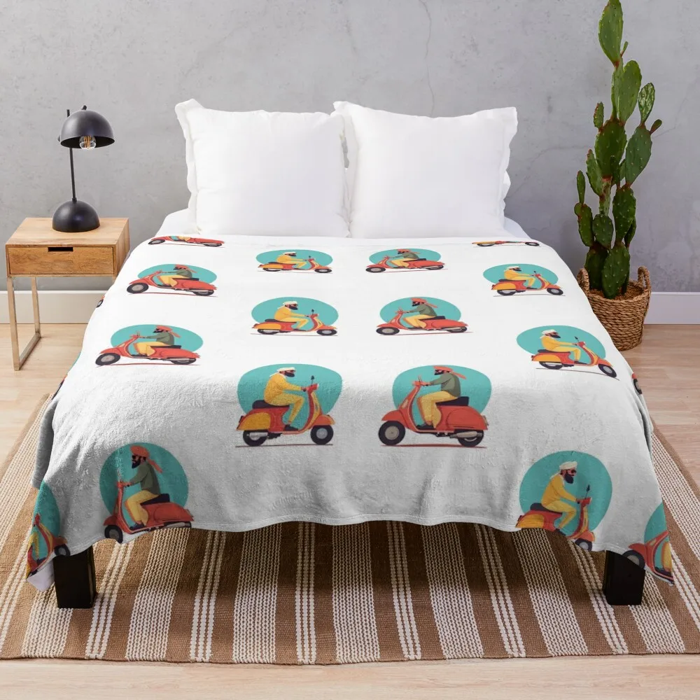 

two man and vintage scooters Throw Blanket Decorative Throw Luxury St Blankets