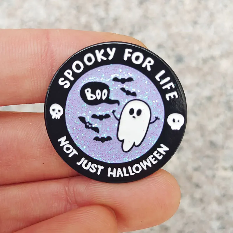 Ghost Spooky For Life Not Ghost Just Halloween Enamel Pin Lapel Pin for Clothes Brooches on Backpack Briefcase Badges