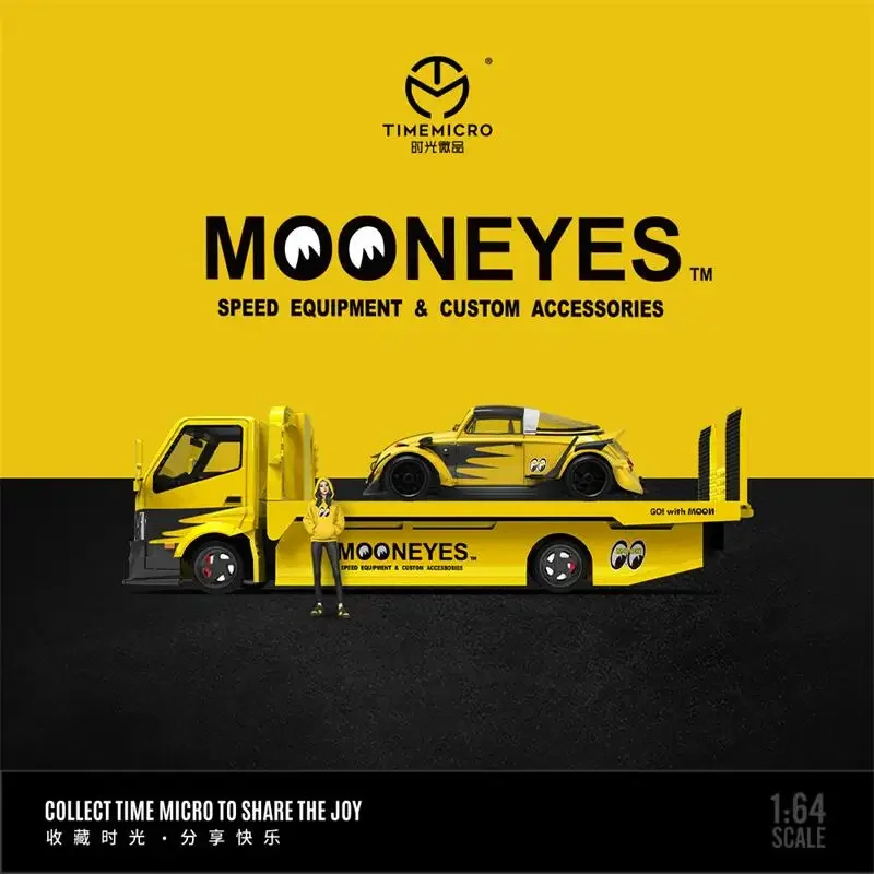 (Pre-order) Time Micro 1:64 H300 Flatbed Transport Trailer Set Mooneyes limited999 Diecast Model Car