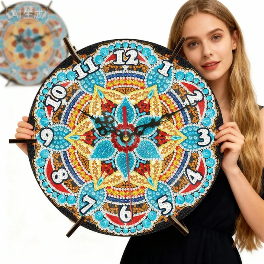 

2026 New style 5D DIY Handmade Mandala Clock Kits Crystal Diamond Painting Art Mosaic Diamond Embroidery Home Decoration Gift
