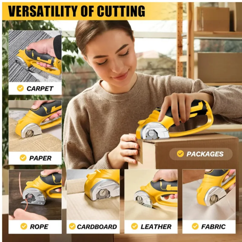 Cordless Electric Scissors Rotary Cutter Rechargeable Electric Cardboard Box Fabric Scissor With Blade For Leather Carpet Sewing