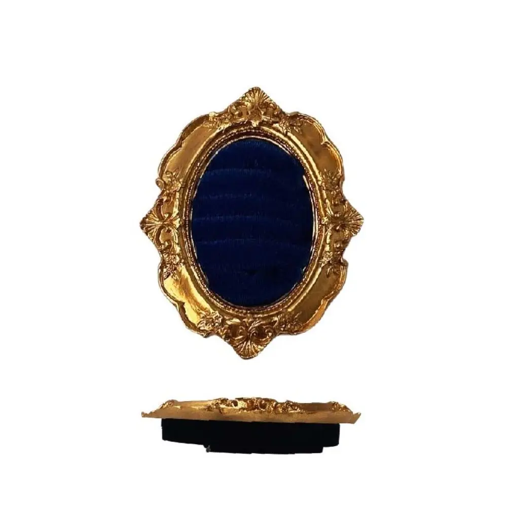 Vintage Gold Ring Display Stand Velvet Organizer Baroque Design Suede Earring Tray Exquisite Photo Frame Jewelry Display Rack