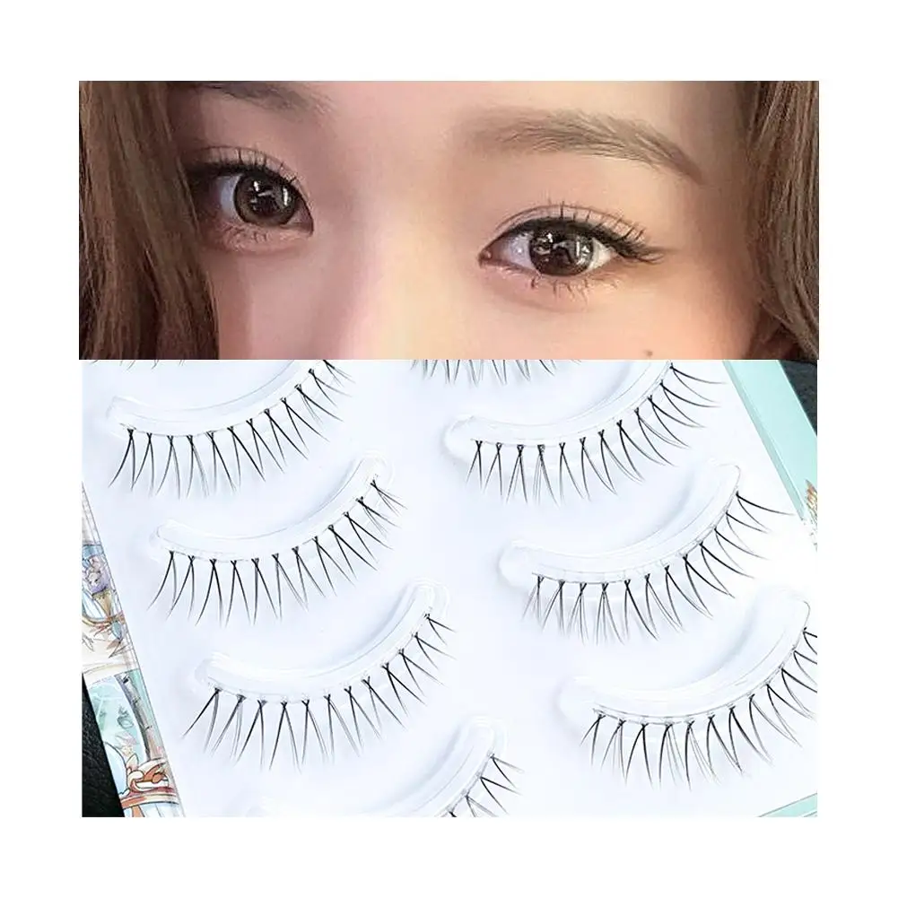 Manga Lashes 5 Pairs Anime Cosplay Faux Mink Lashes Korean Full Strip Extension Lashes Eyelashes Natural Short W8Q1